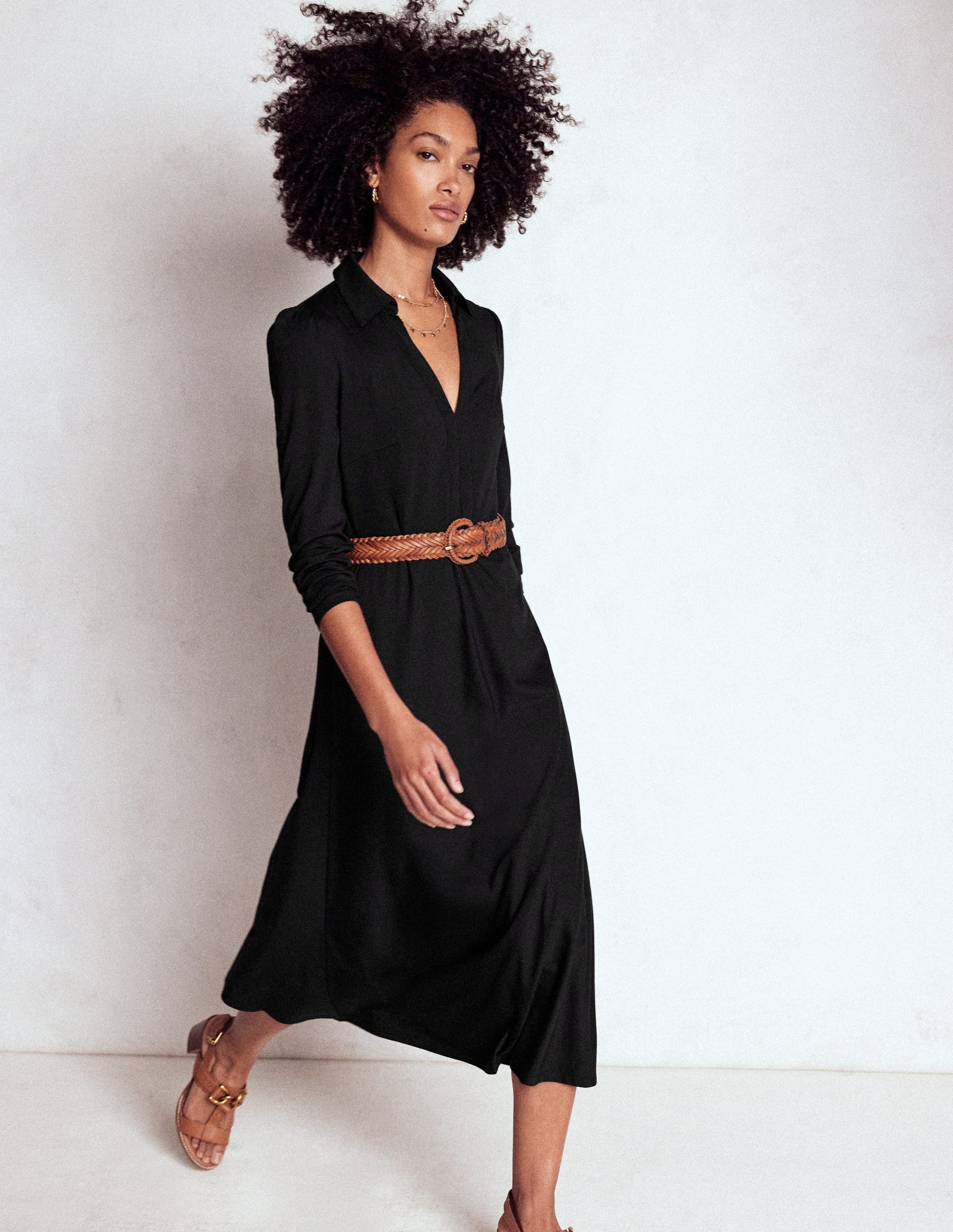 Imogen Jerseykleid mit Kragen-Schwarz-1