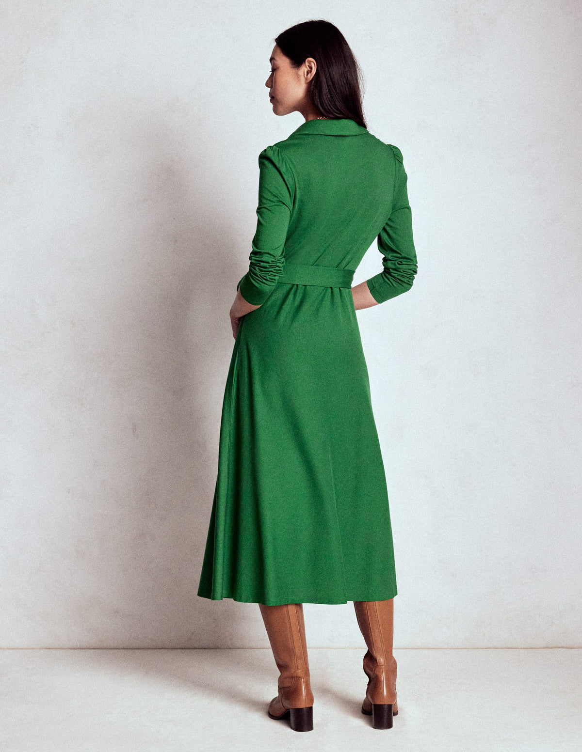 Imogen Jerseykleid mit Kragen-Kieferngrün-3
