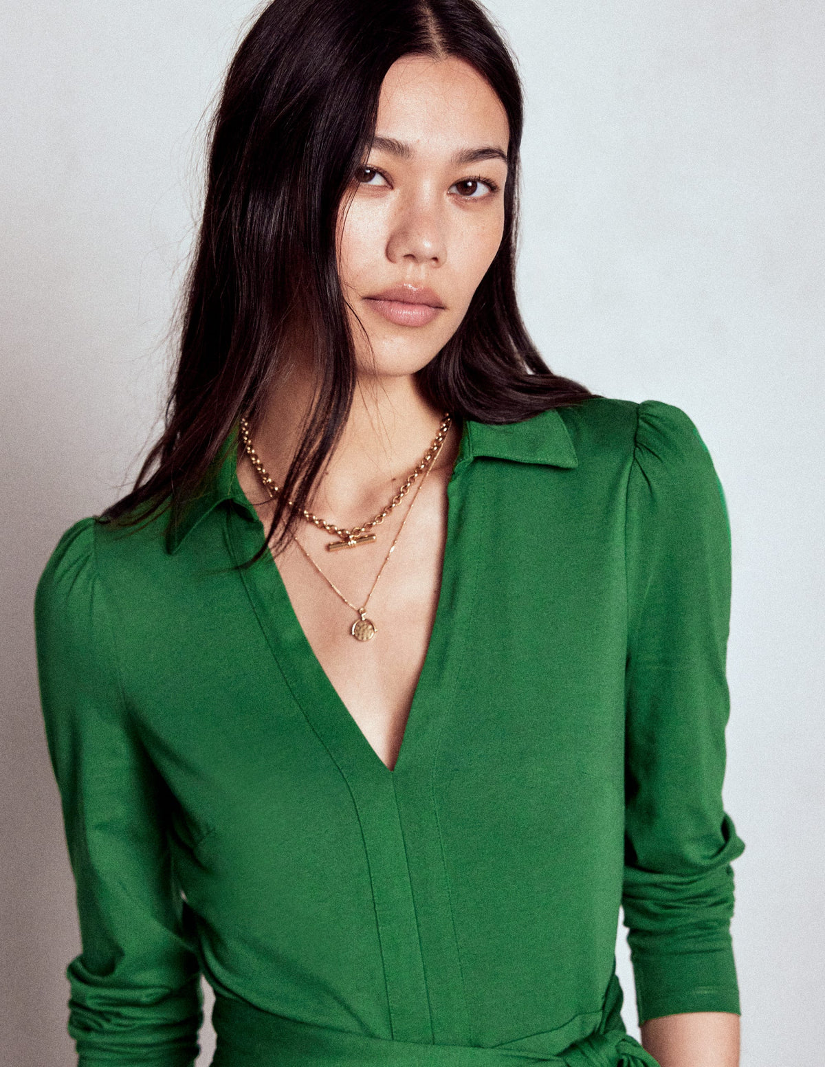 Imogen Jerseykleid mit Kragen-Kieferngrün - Image 4