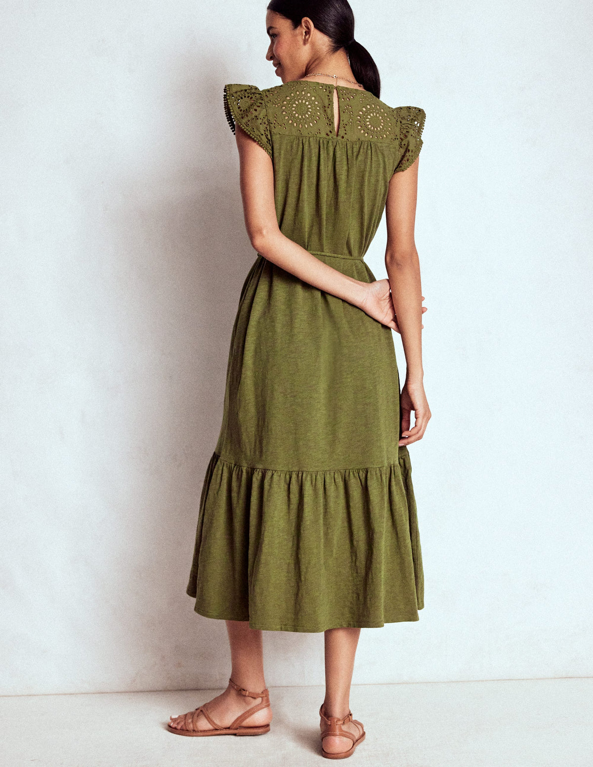 Juliet Midikleid mit Lochstickerei-Waldgrün - Image 2