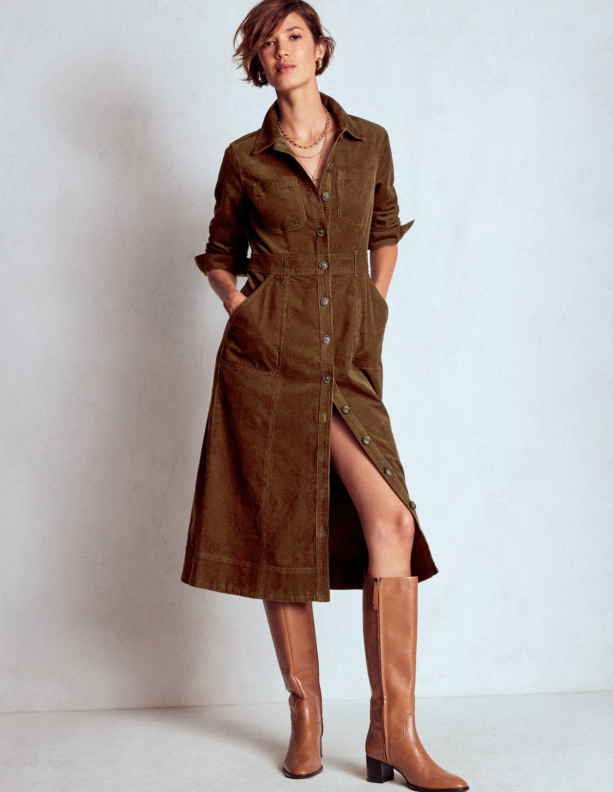 Amanda Midi-Cordkleid-Raue Umbra-4