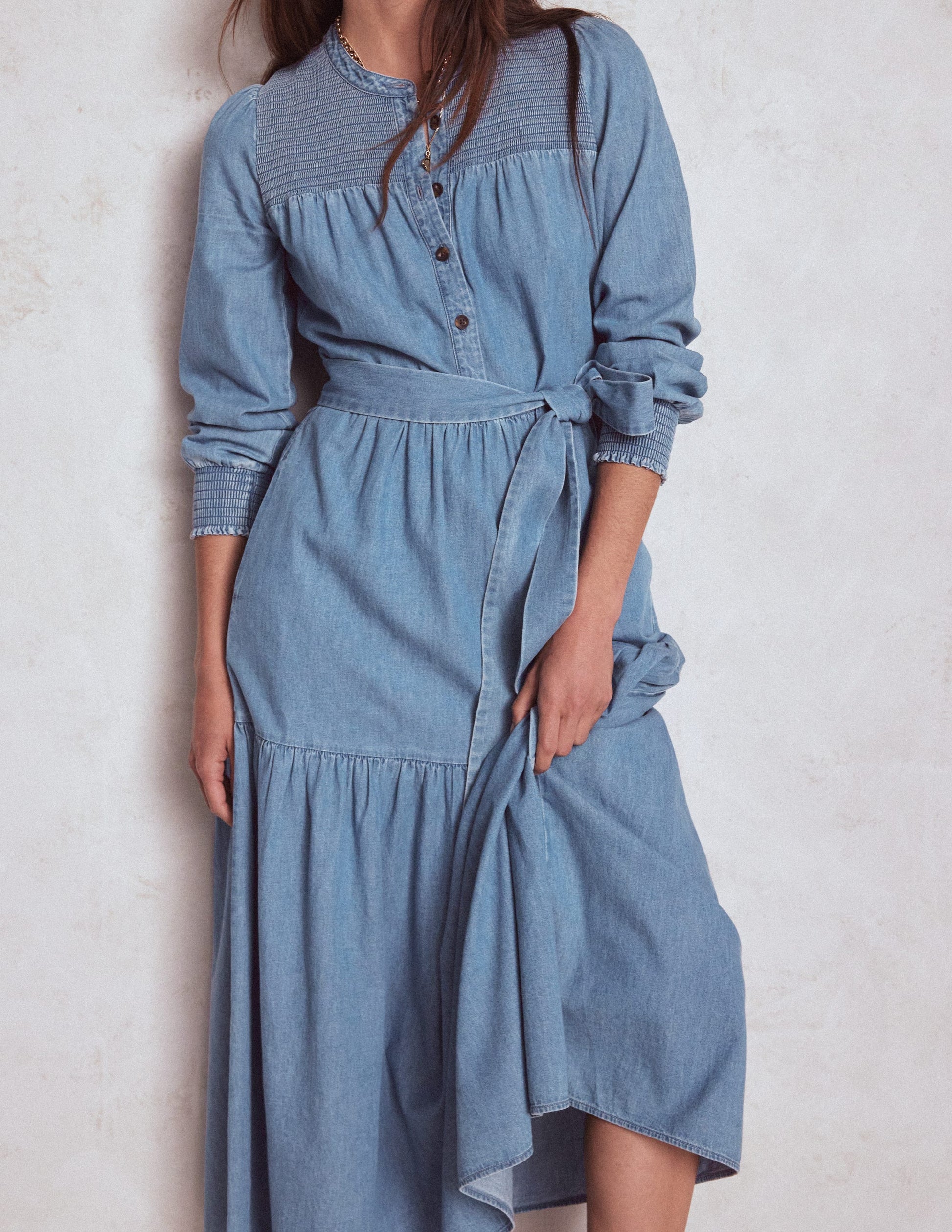 Cecily Denim-Midikleid-Helles Vintageblau-2