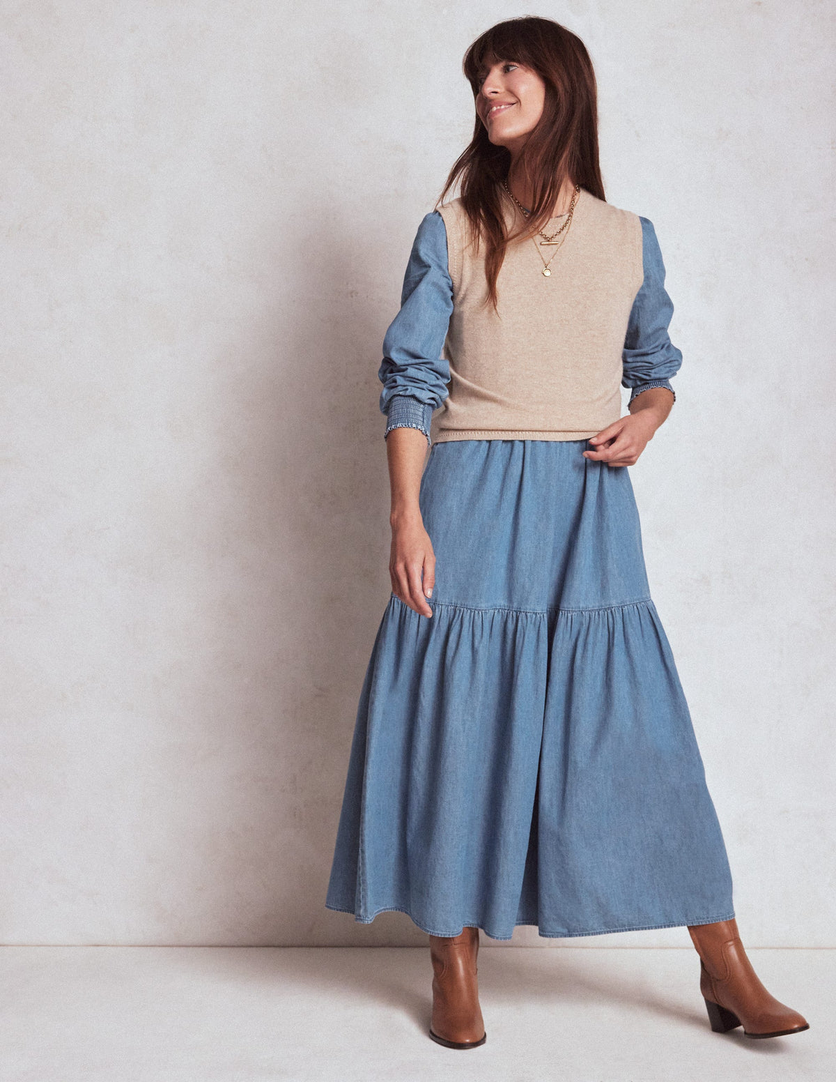 Cecily Denim-Midikleid-Helles Vintageblau - Image 4