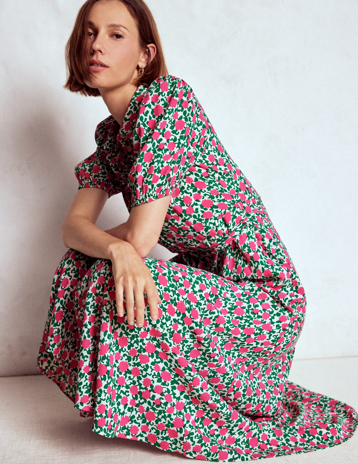 Alegra Midi-Hemdblusenkleid-Rosa Band, Blütenrebe-2