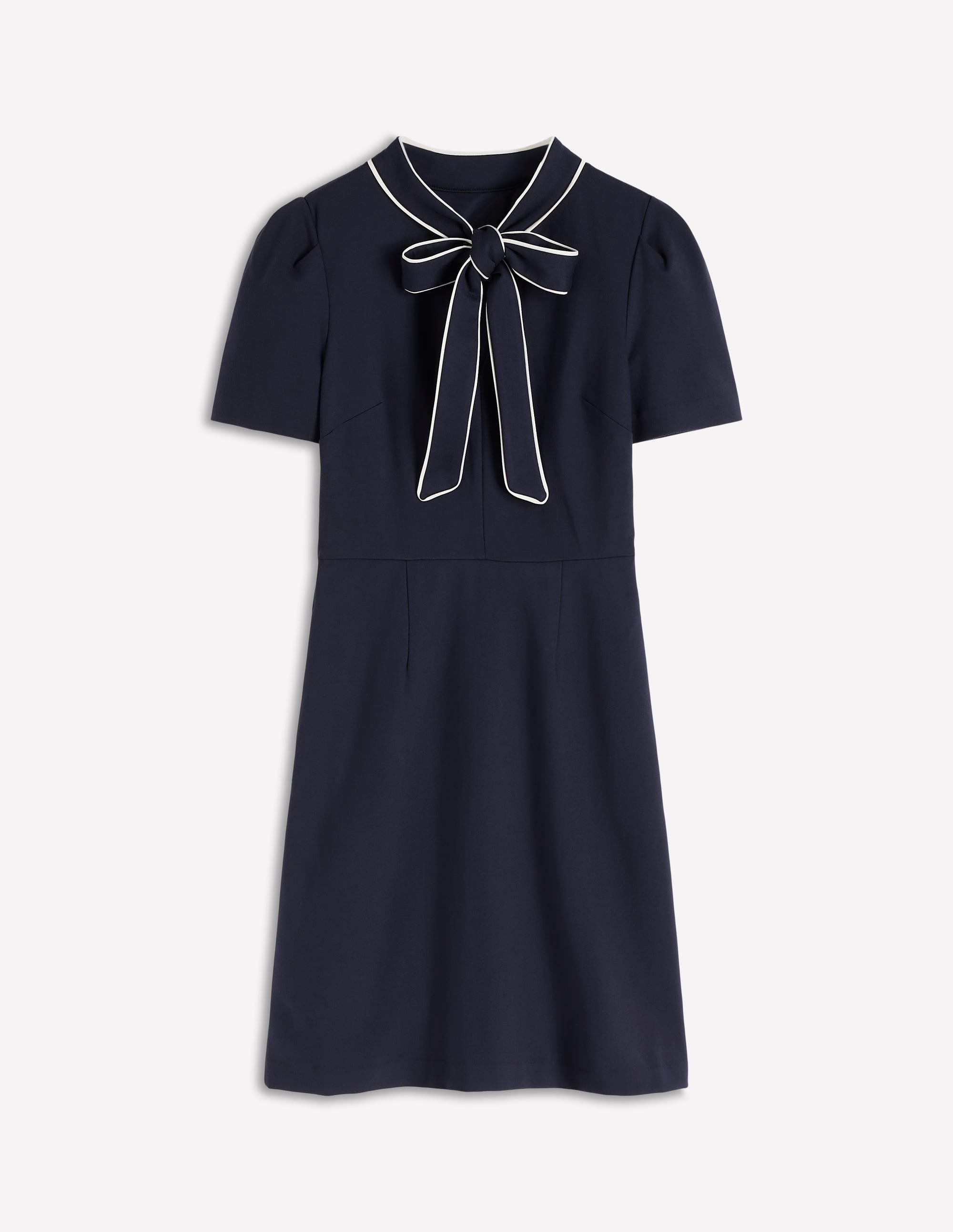 Pussy Bow Short Dress-Navy - Image 6