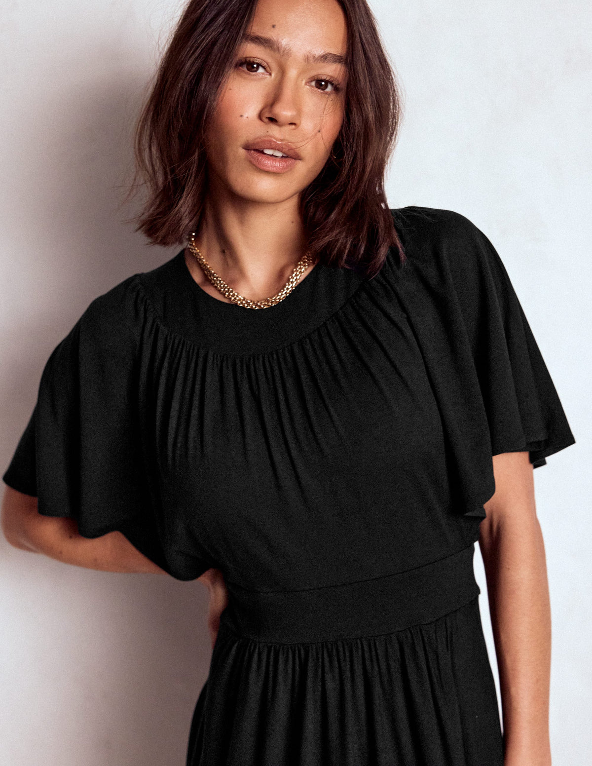 Maxikleid mit Passe-Schwarz-3