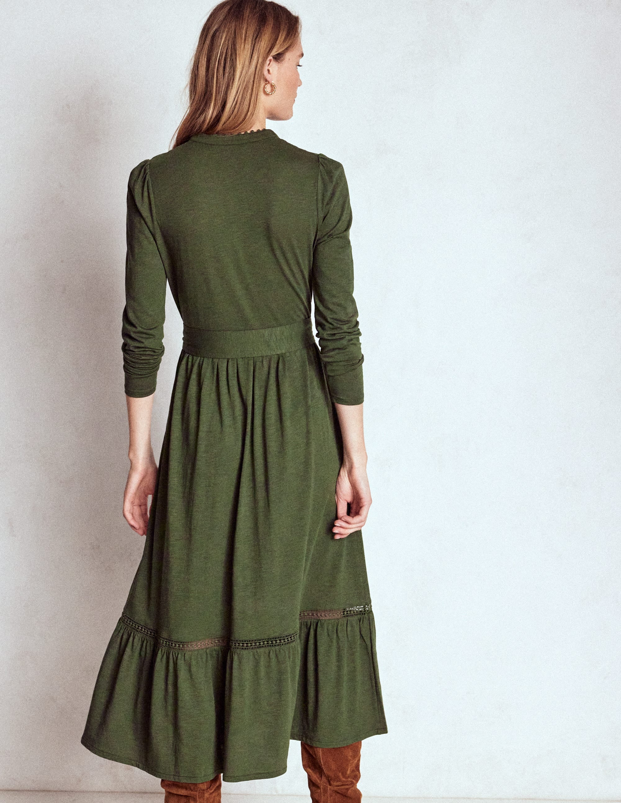 Edwina Jersey-Hemdblusenkleid-Grünkohlblatt - Image 4