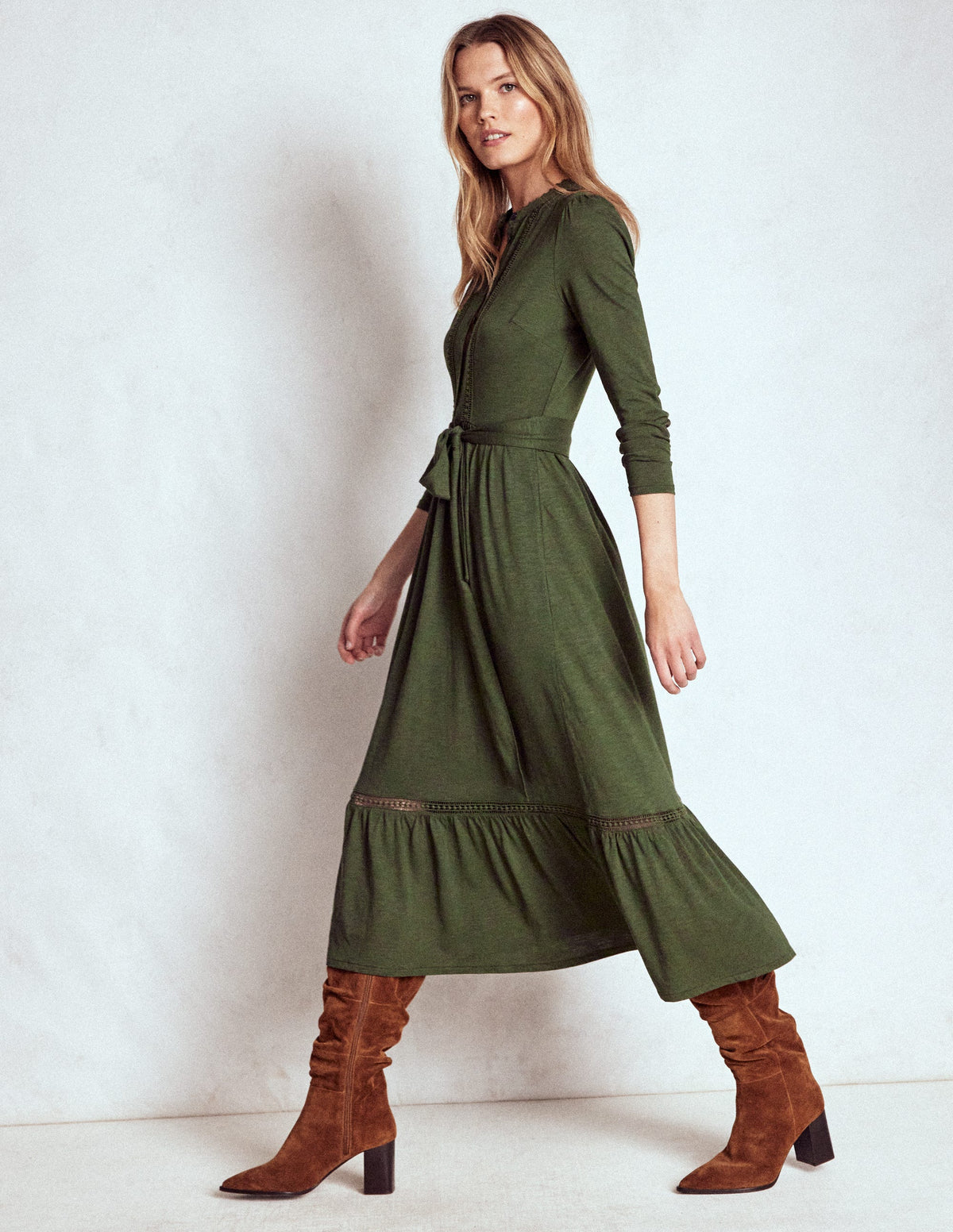 Edwina Jersey-Hemdblusenkleid-Grünkohlblatt-1
