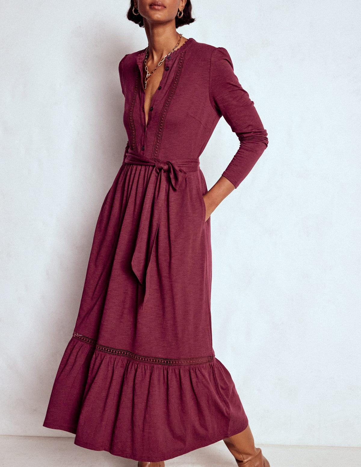 Edwina Jersey Shirt Dress-Deep Wisteria - Image 1