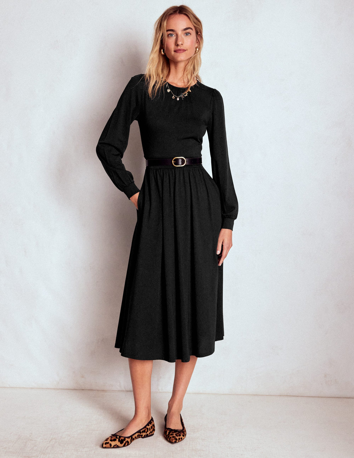 Alexandra Jersey-Midikleid-Schwarz-5