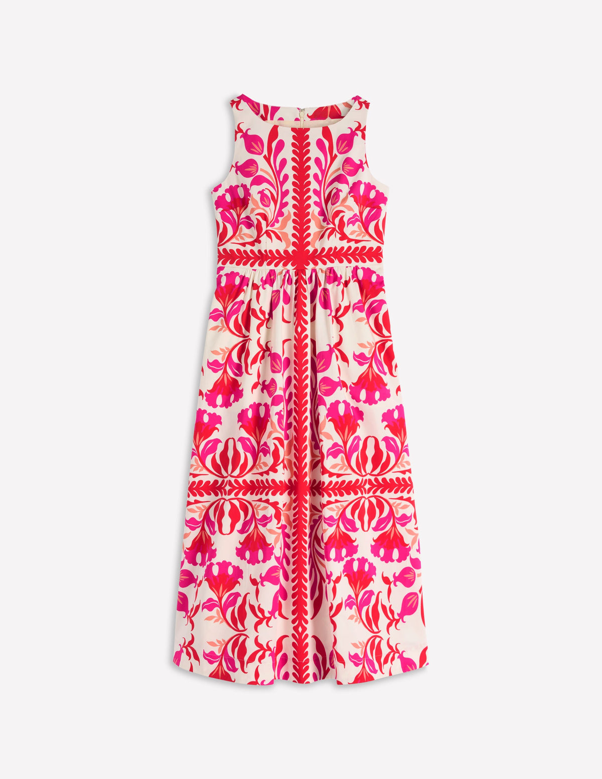 Lauren Baumwoll-Midikleid-Mohnblumenrot, florale Kunst - Image 8