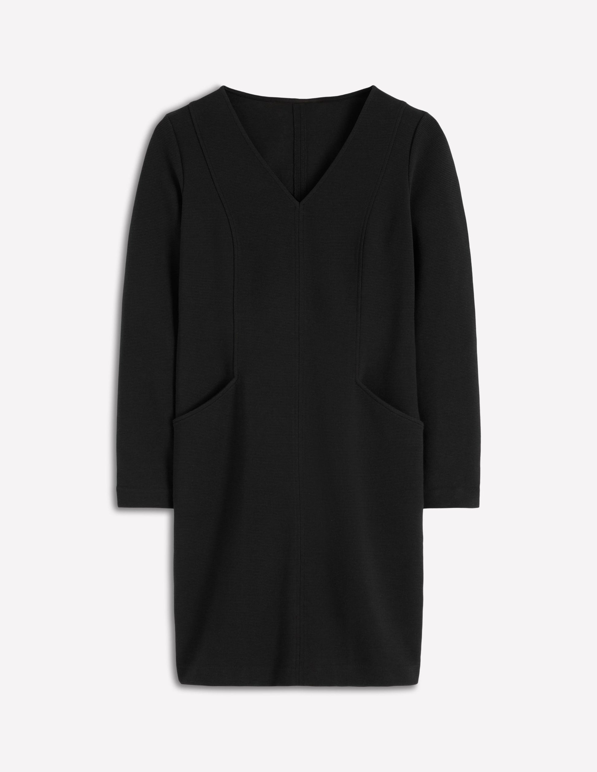 Ellen V-neck Ottoman Dress-Black-5