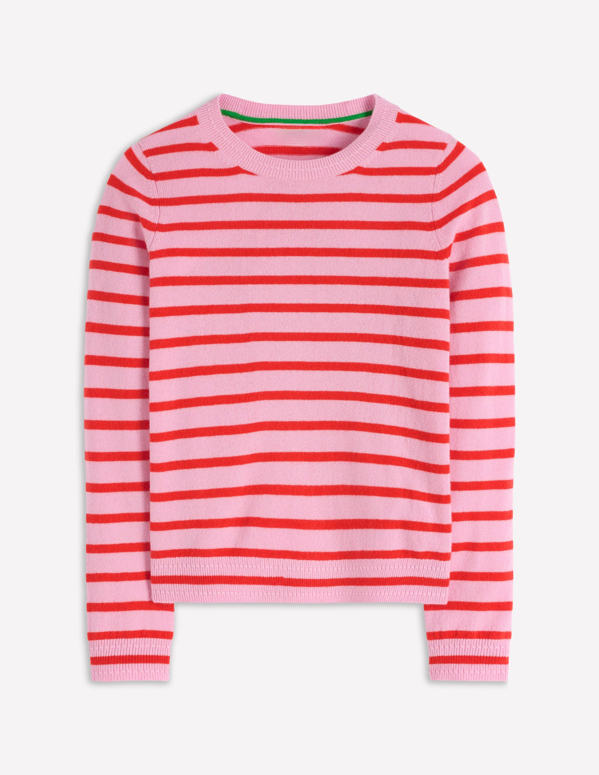 Eva Kaschmirpullover mit Rundhalsausschnitt-Rosa/Orange Streifen-5