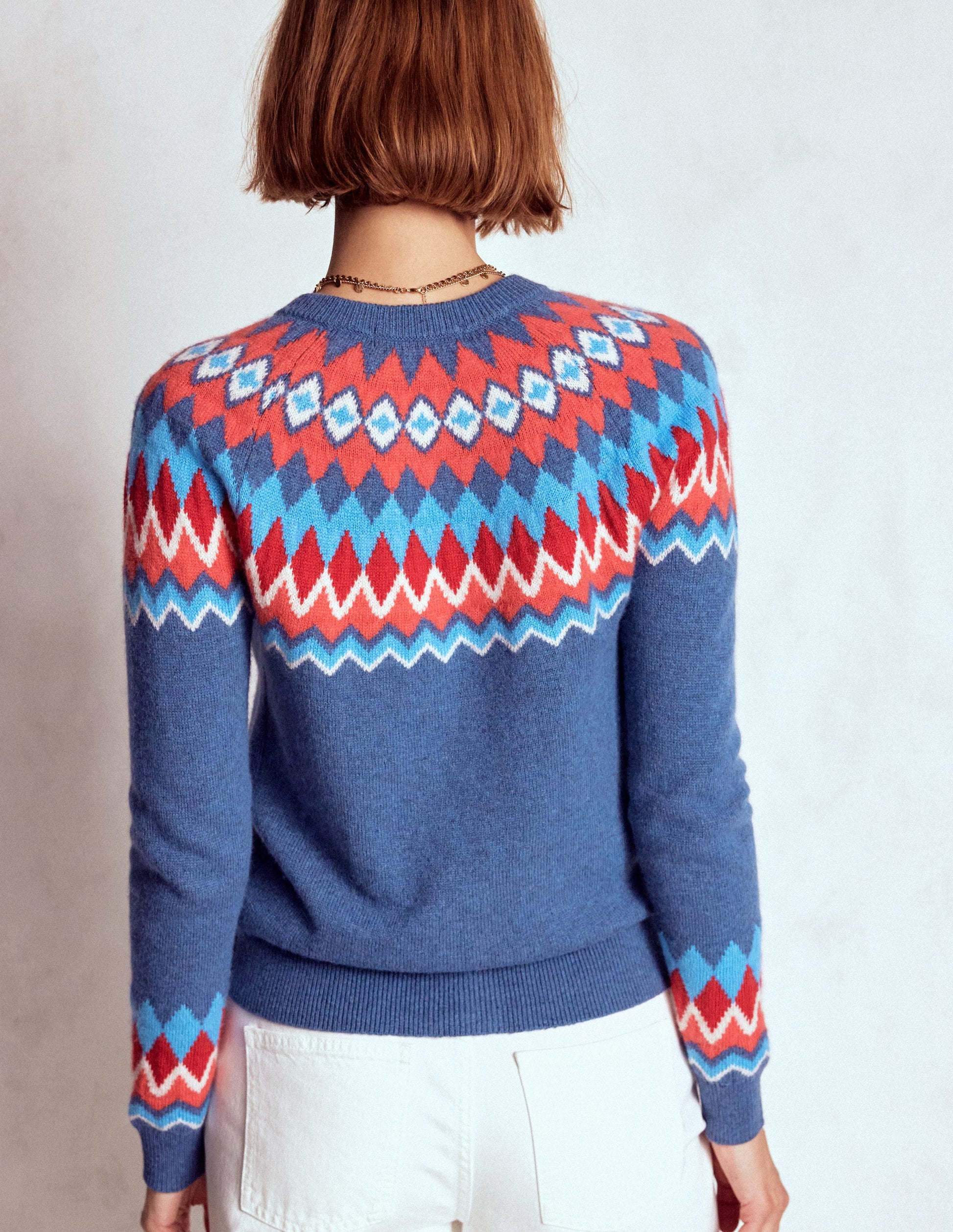 Edie Fair-Isle-Strickjacke-Blau Fair Isle-3
