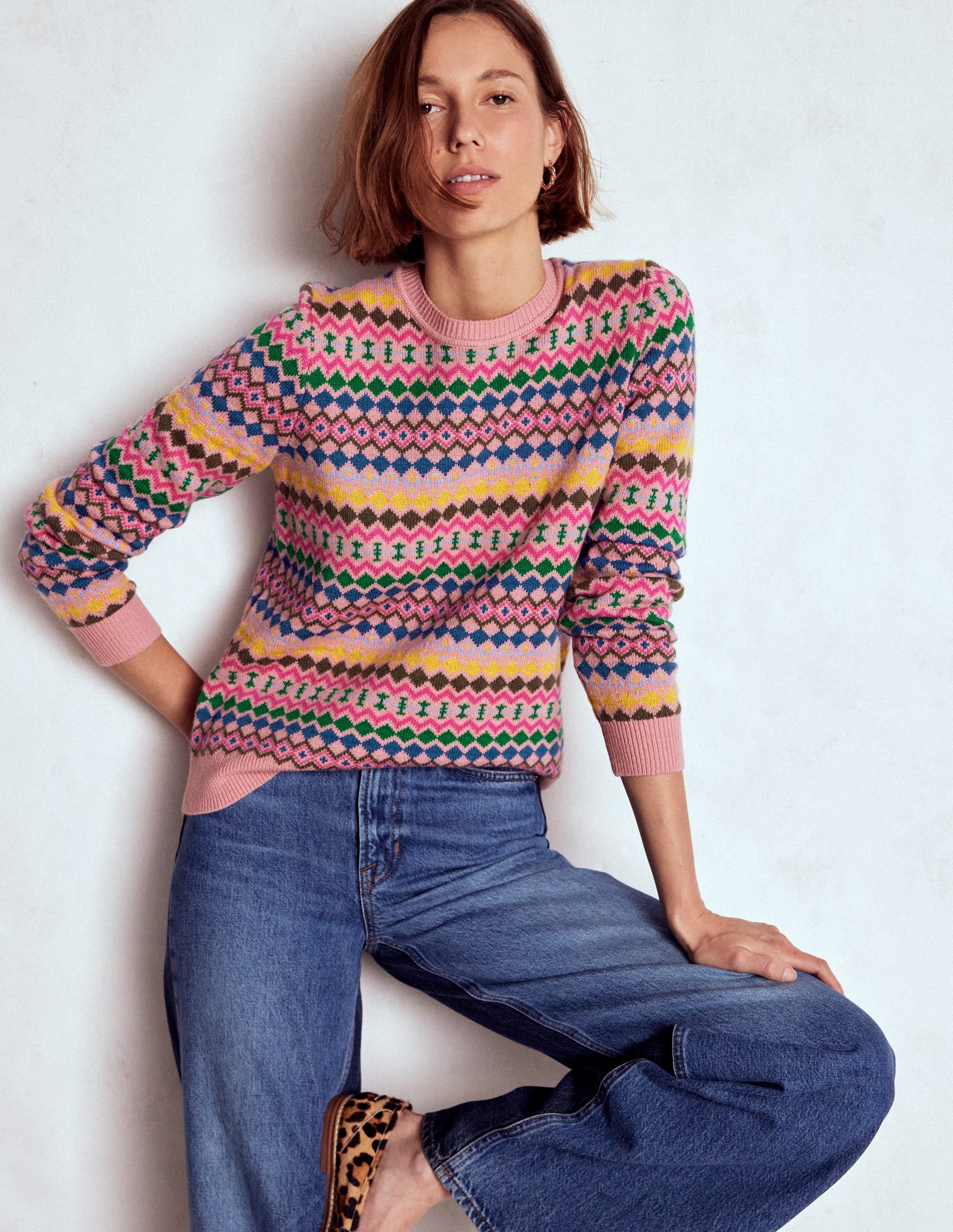 Edie Fair-Isle-Pullover-Rosa, Geo Fair Isle - Image 5