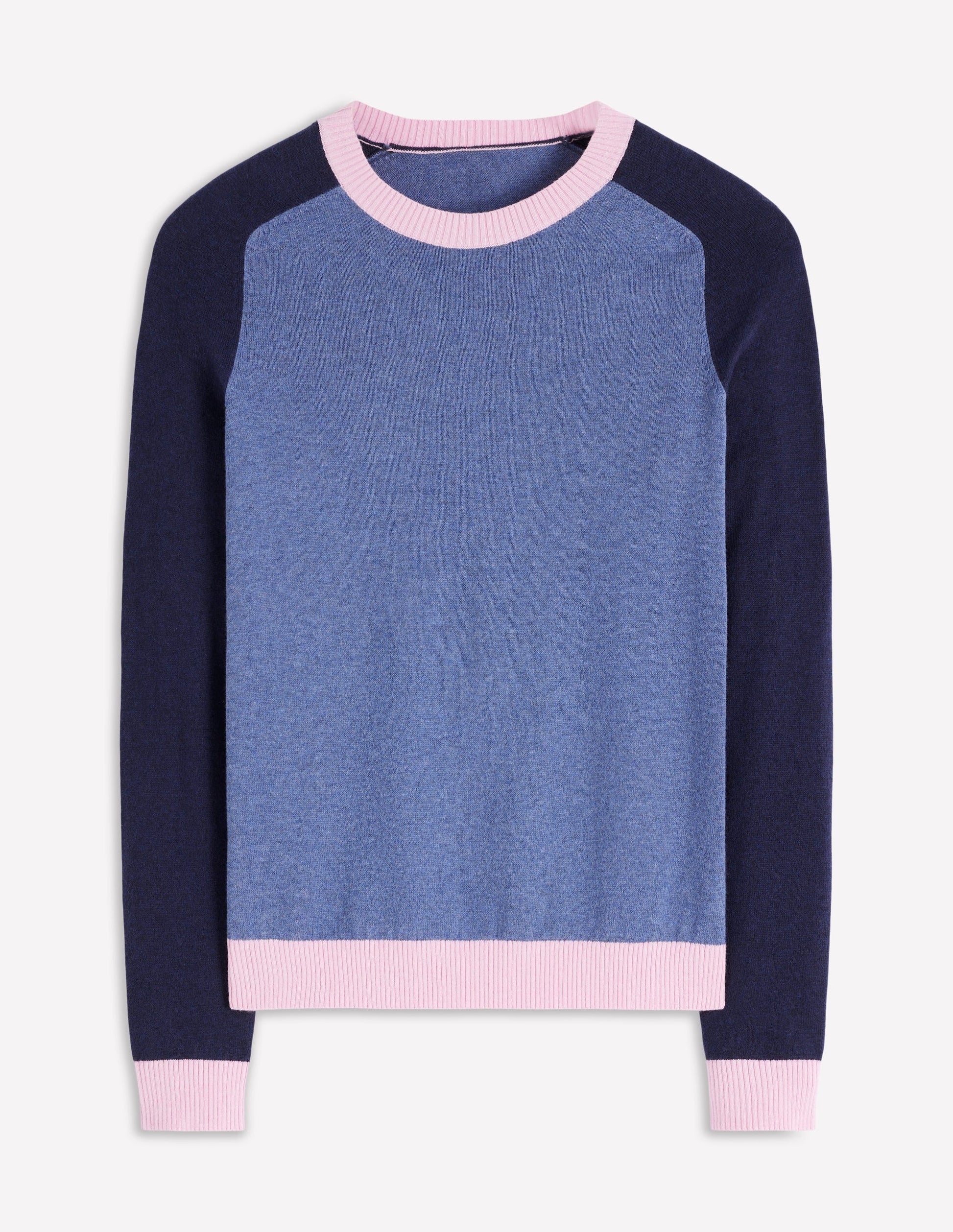 Meg Pullover mit Raglanärmeln-Blau, Rosa Blockfarben-5