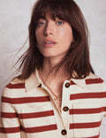 Astrid Knitted Shirt-Warm Ivory, Terracotta
