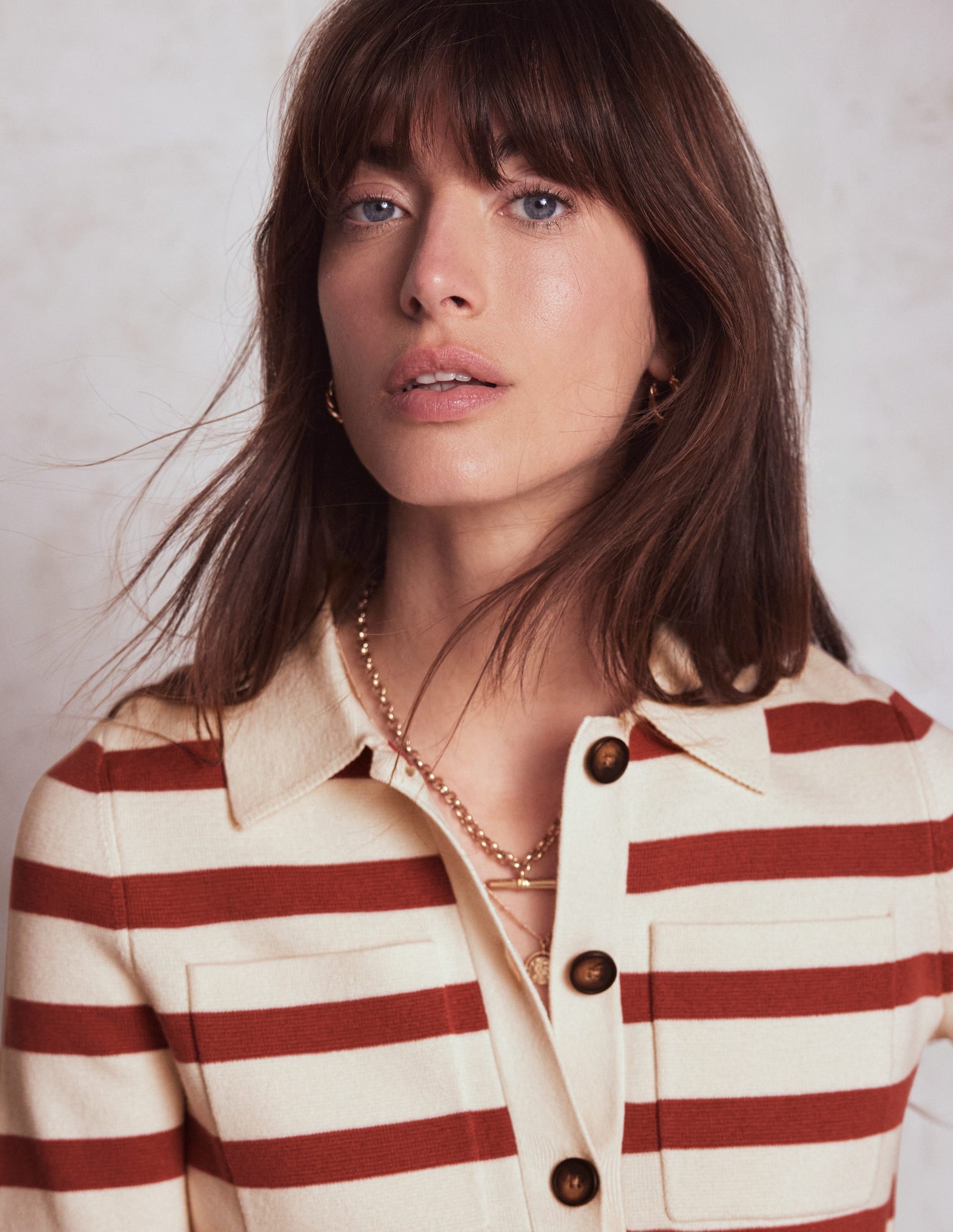Astrid Knitted Shirt-Warm Ivory, Terracotta-1