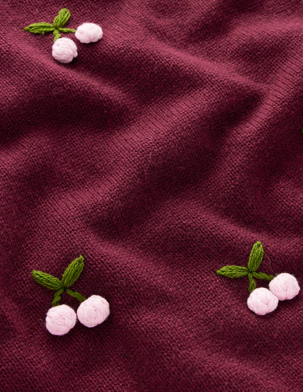 Natalie Embroidered Jumper-Chestnut Melange, Cherry - Image 6