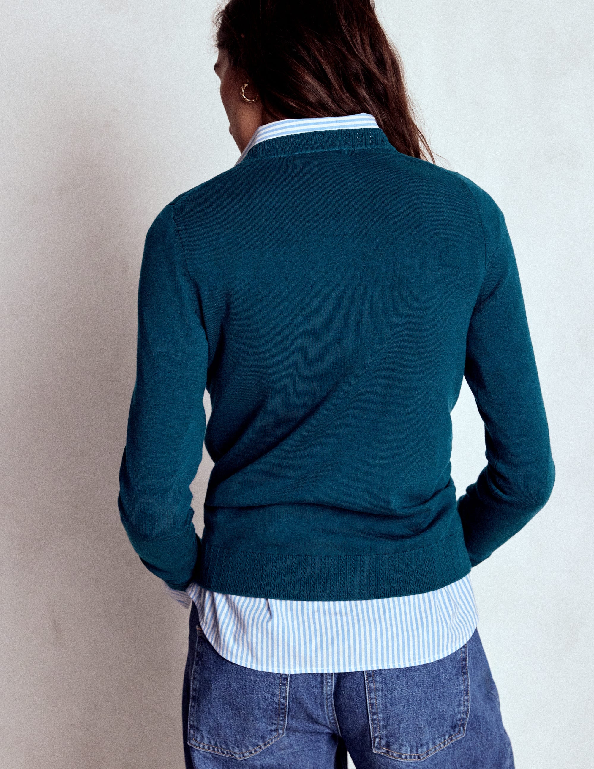 Emilia Baumwollpullover mit Rundhalsausschnitt-Hafenblau - Image 3