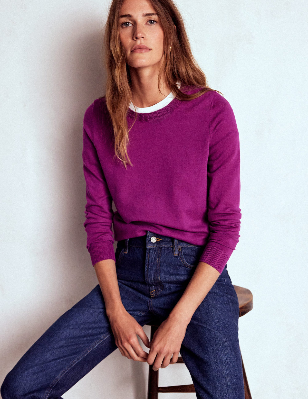 Emilia Baumwollpullover mit Rundhalsausschnitt-Königliches Lila - Image 1