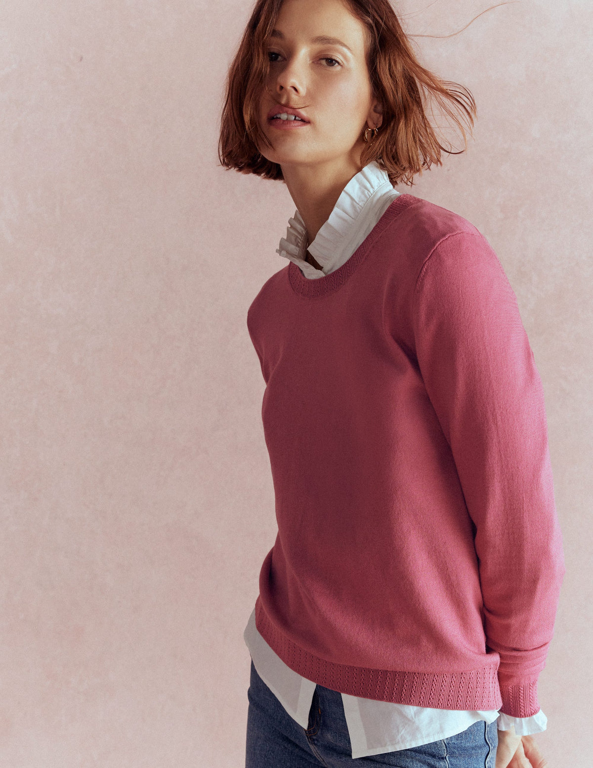 Emilia Baumwollpullover mit Rundhalsausschnitt-Rosa Heide-6