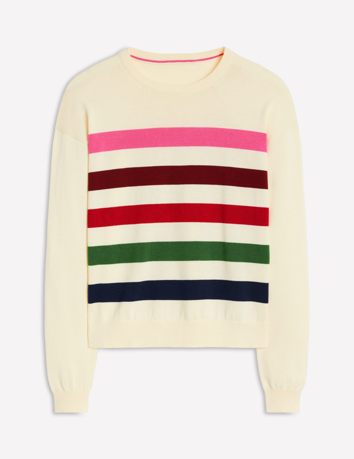 Lara Relaxed Cotton Jumper-Ivory, Multi Stripe - Image 6