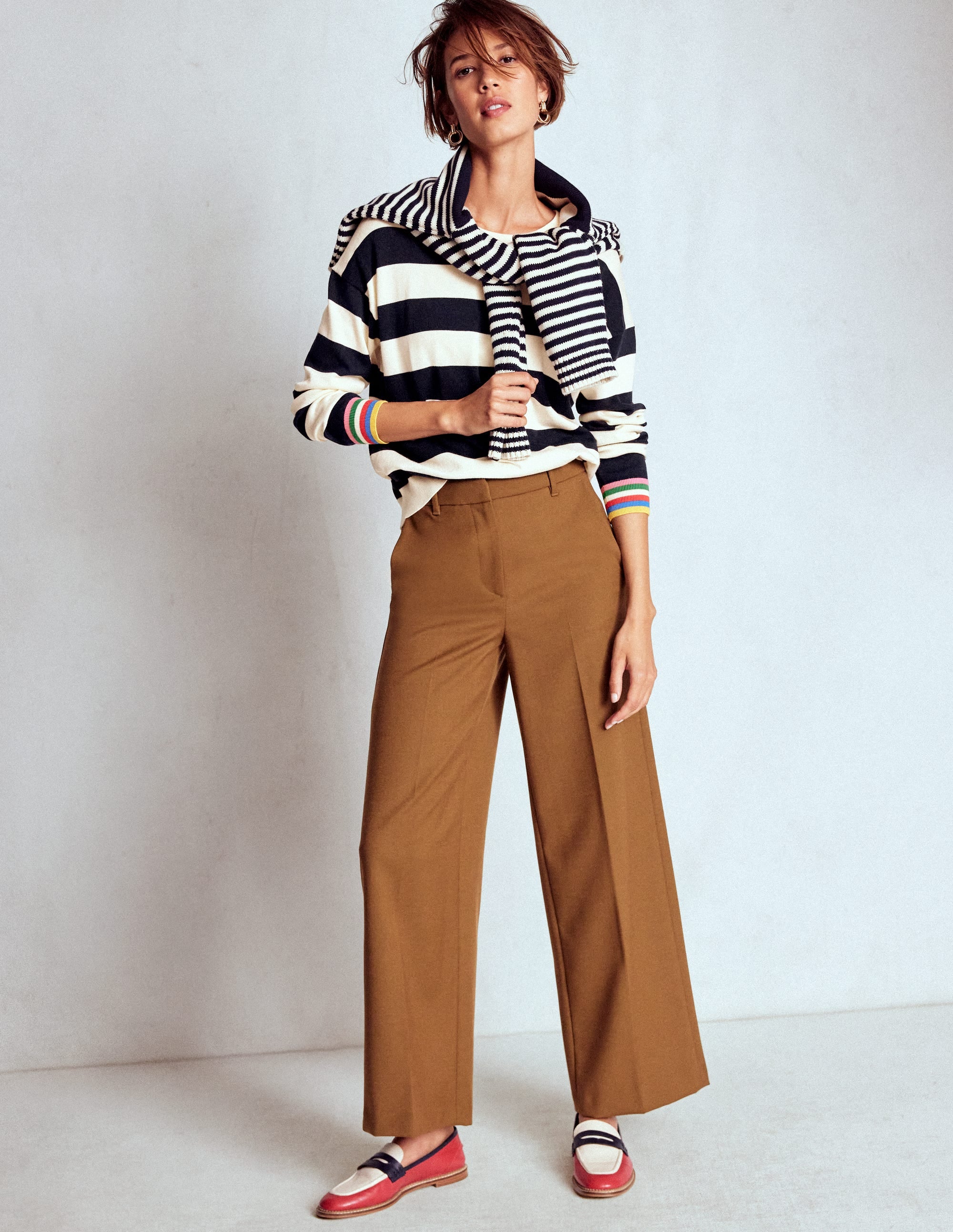 Lara Relaxed Cotton Jumper-Navy, Ivory Stripe - Image 3