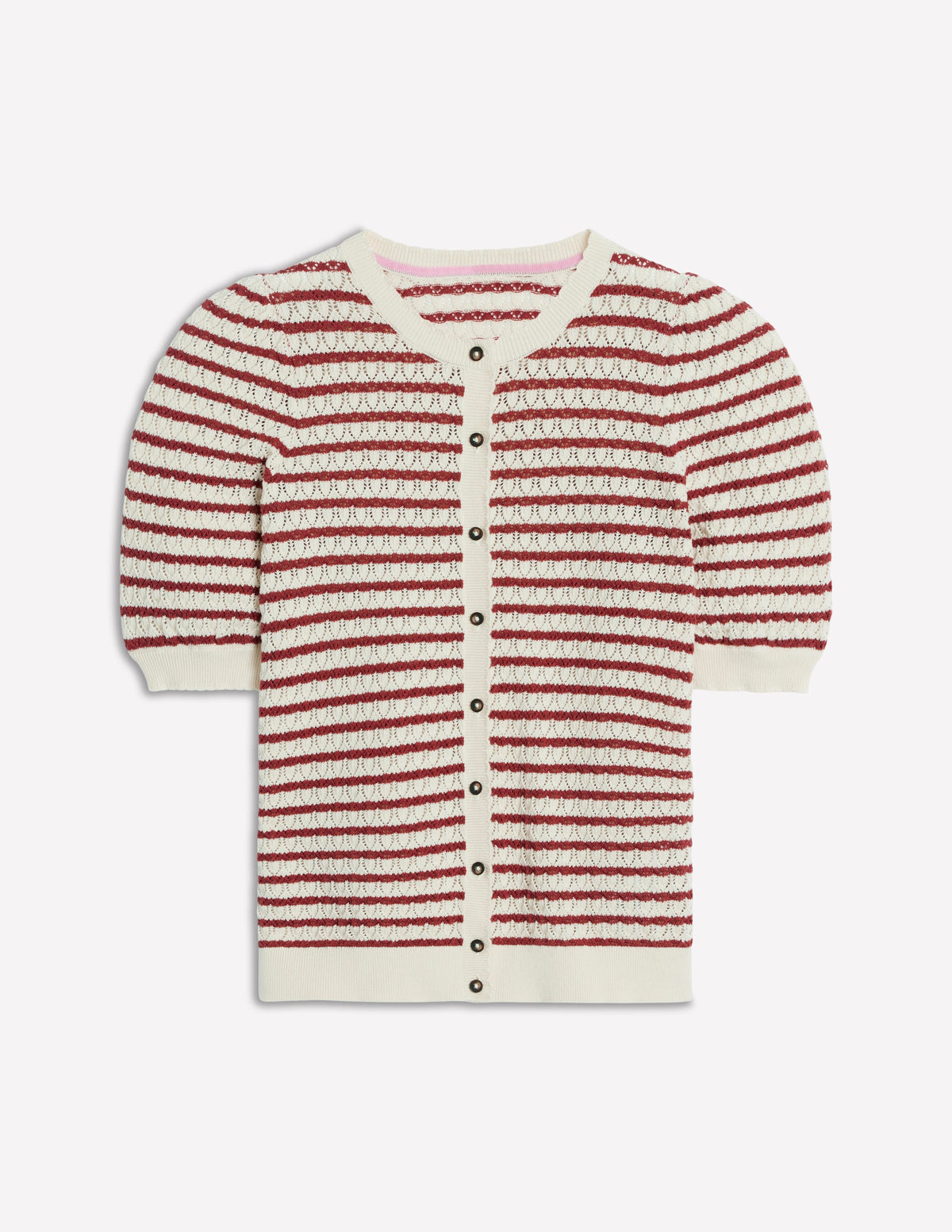 Dot Pointelle Cardigan-Warm Ivory/ Red-7