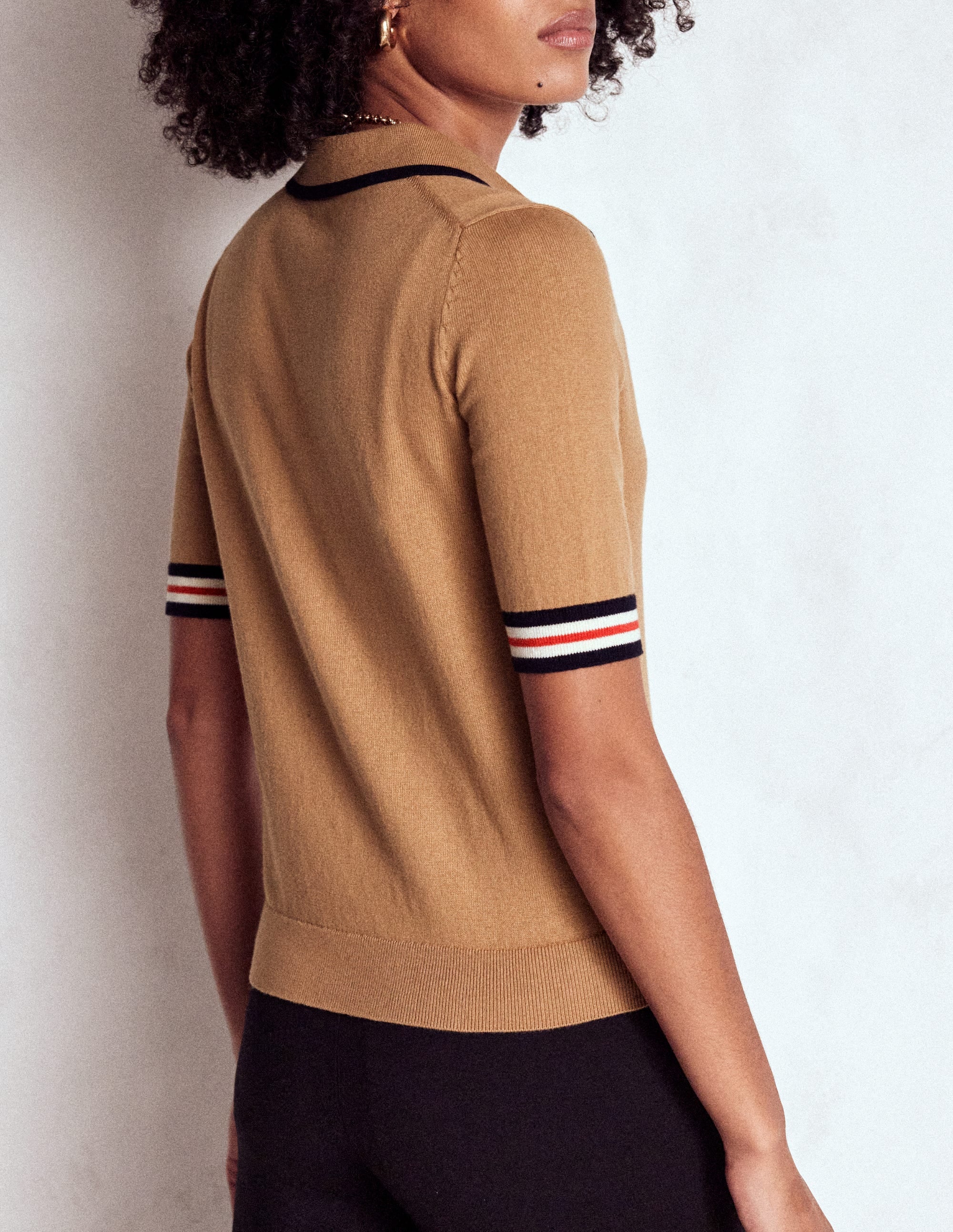 Henley-T-Shirt aus Baumwolle-Camel Meliert - Image 3