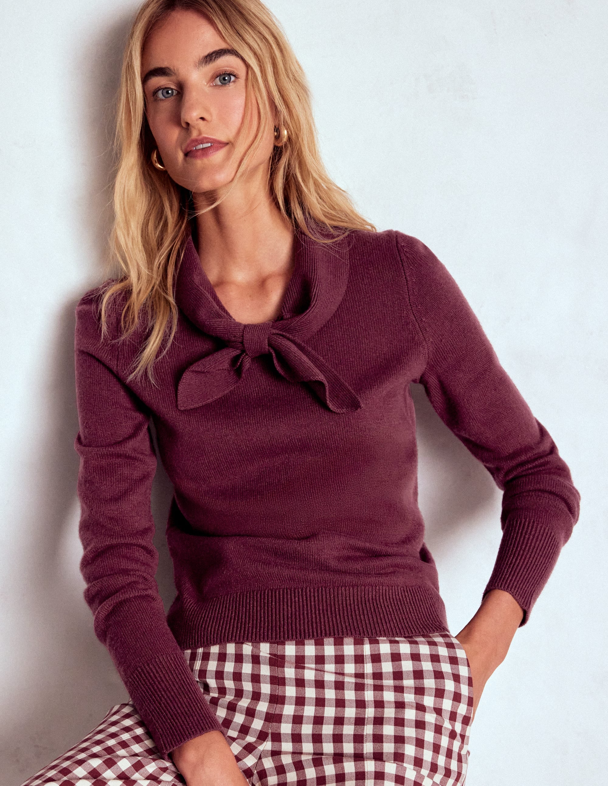 Knitted Bow Jumper-Deep Wisteria - Image 1