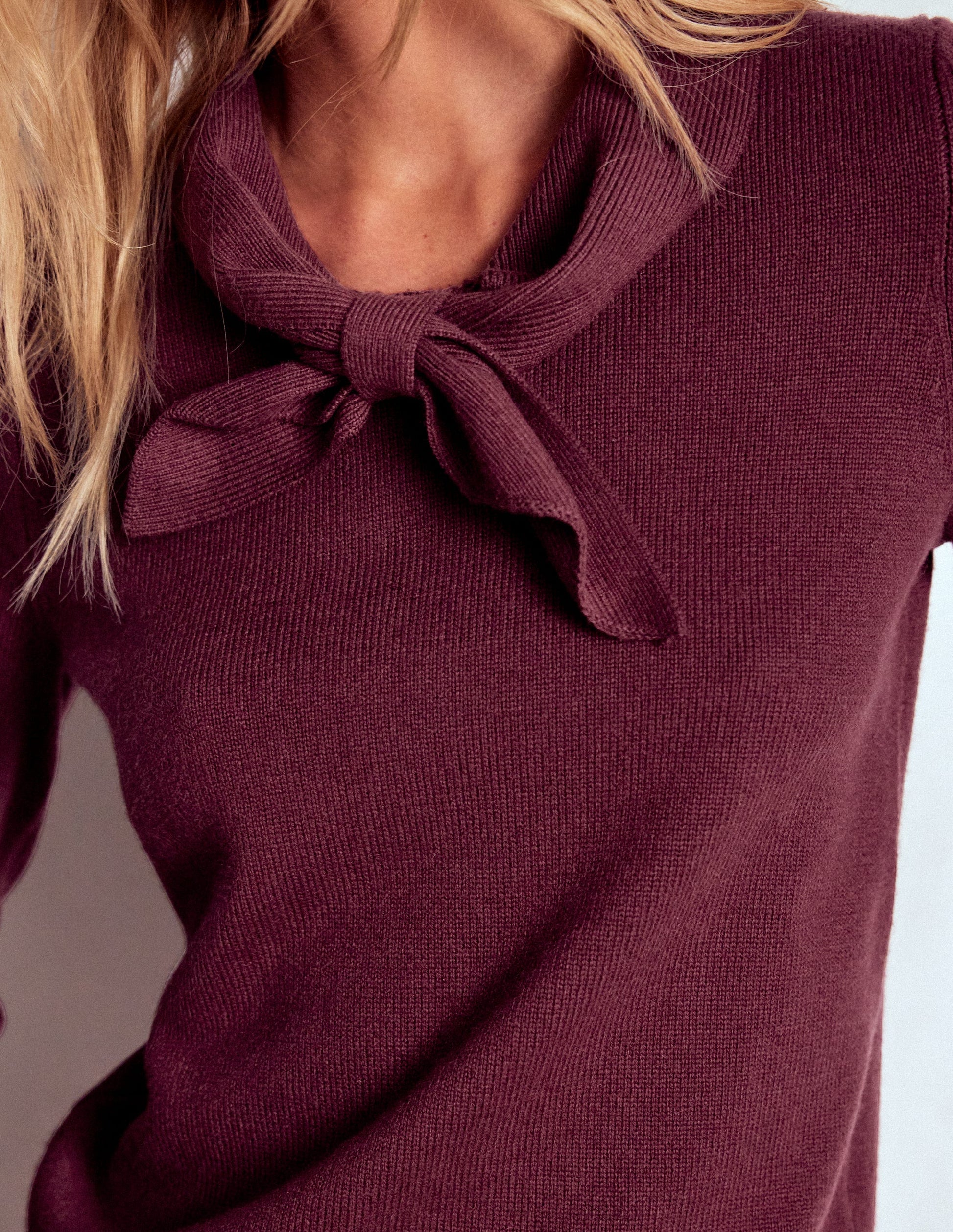 Knitted Bow Jumper-Deep Wisteria-2
