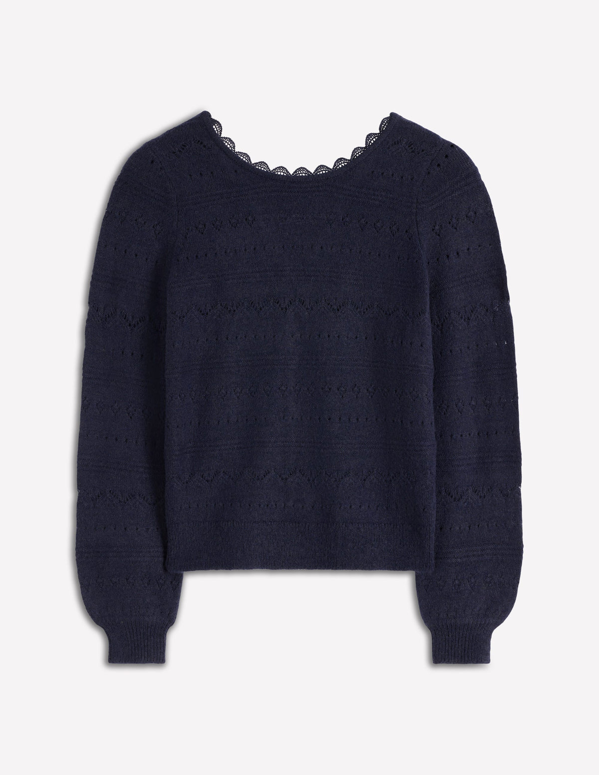 Leticia Pullover mit Spitzenbesatz-Marineblau-6