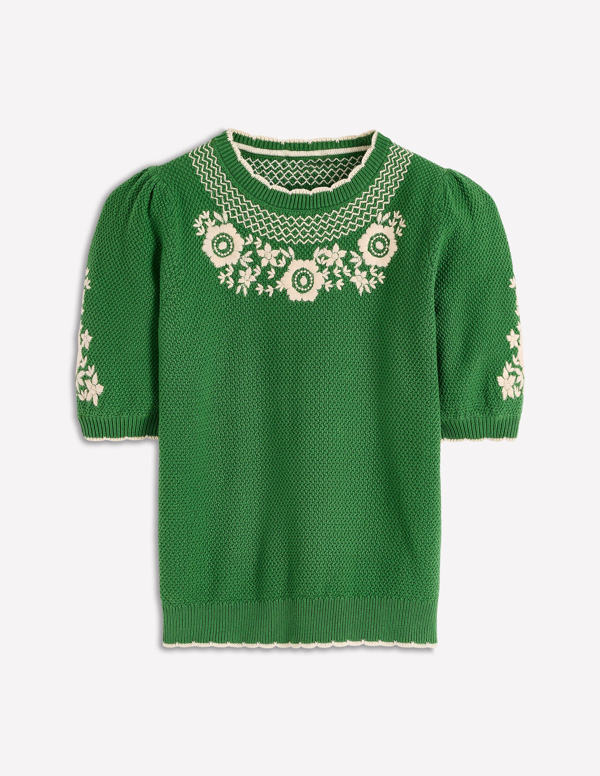 T-Shirt mit Puffärmeln und Stickerei-Paradiesgrün-5