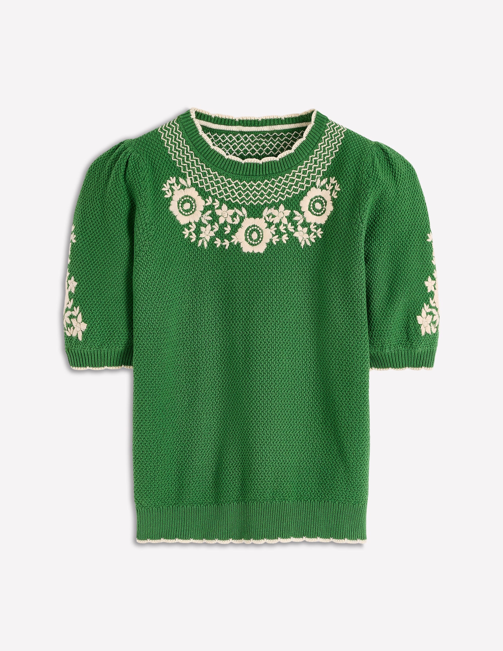 T-Shirt mit Puffärmeln und Stickerei-Paradiesgrün - Image 5