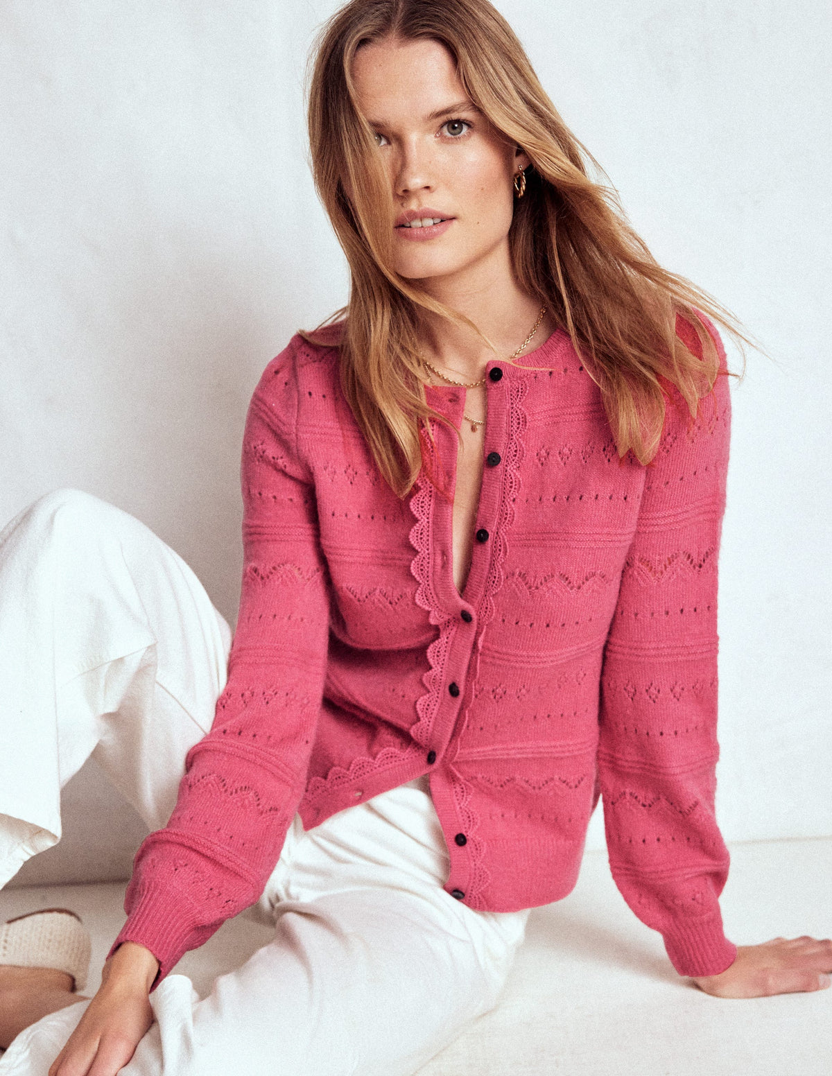 Leticia Strickjacke mit Spitzenbesatz-Animals/Stripe-1