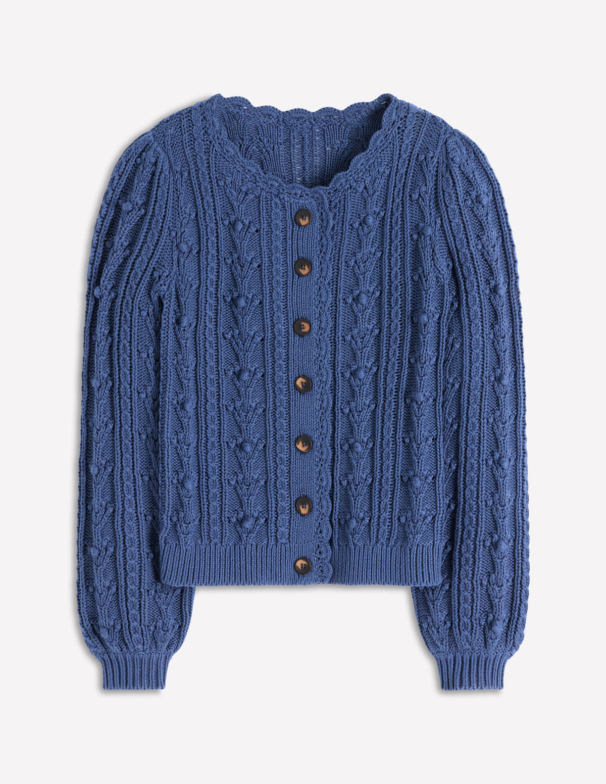 Cotton Textured Cardigan-Denim Blue - Image 5