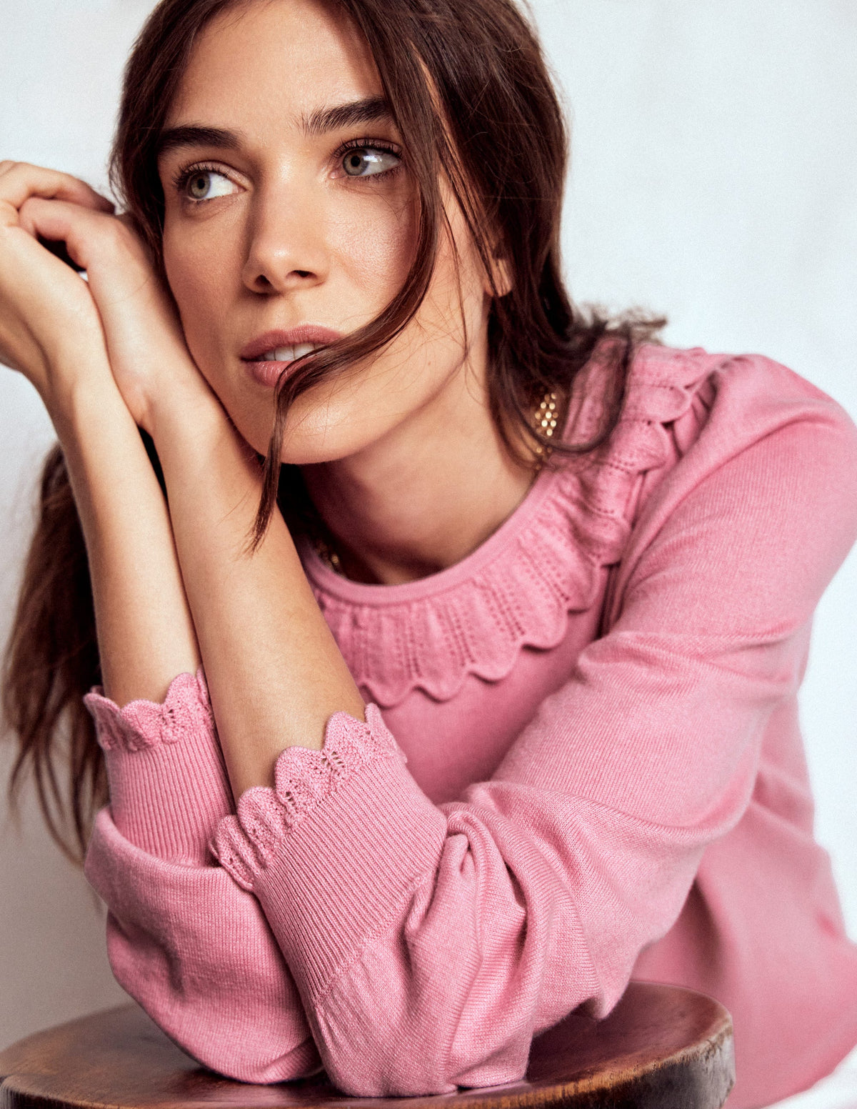 Melina Baumwollpullover mit Rüschen-Kirschblütenrosa - Image 1