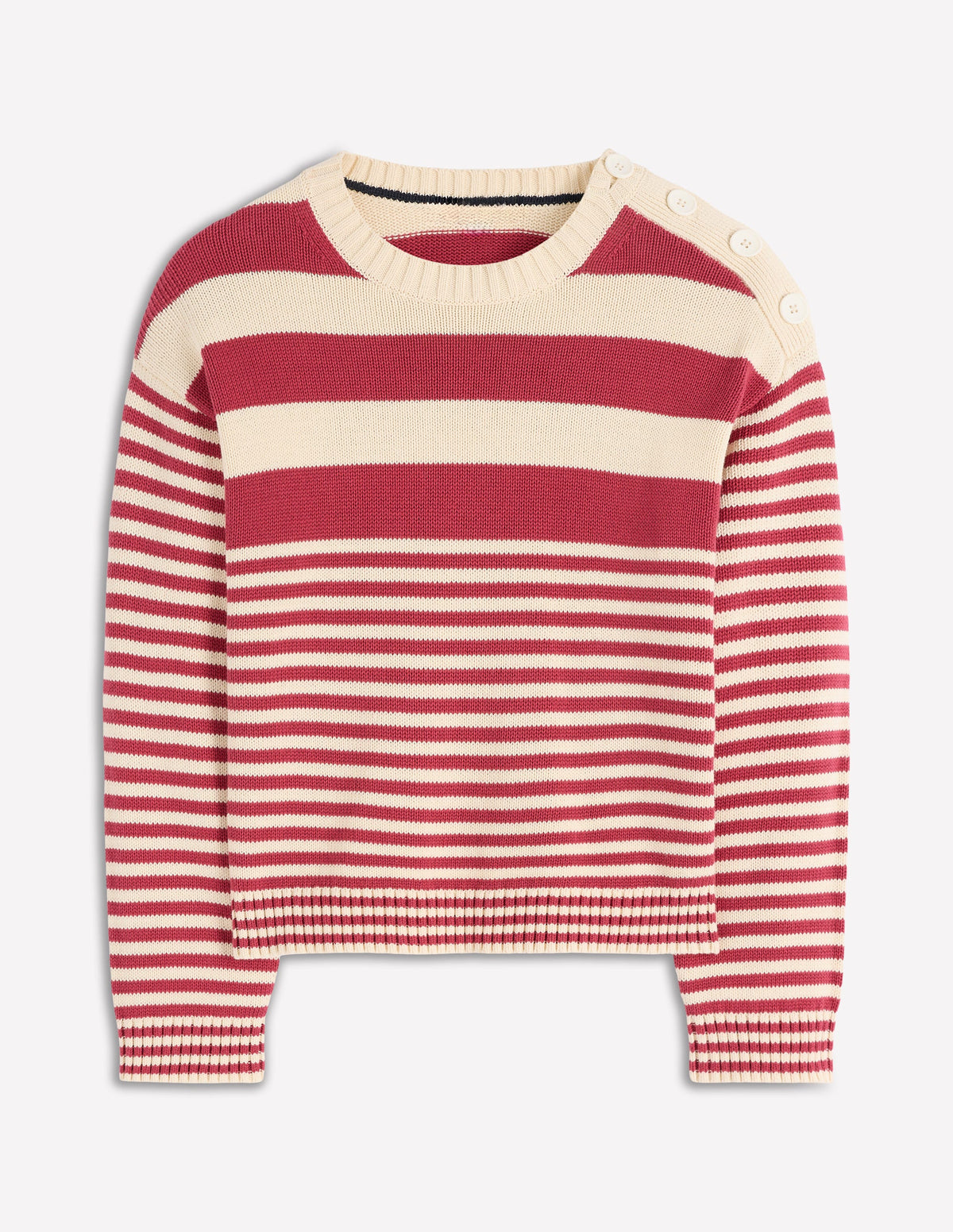 Jemma Breiter Baumwollpullover-Warmes Naturweiß/Terrakotta-6