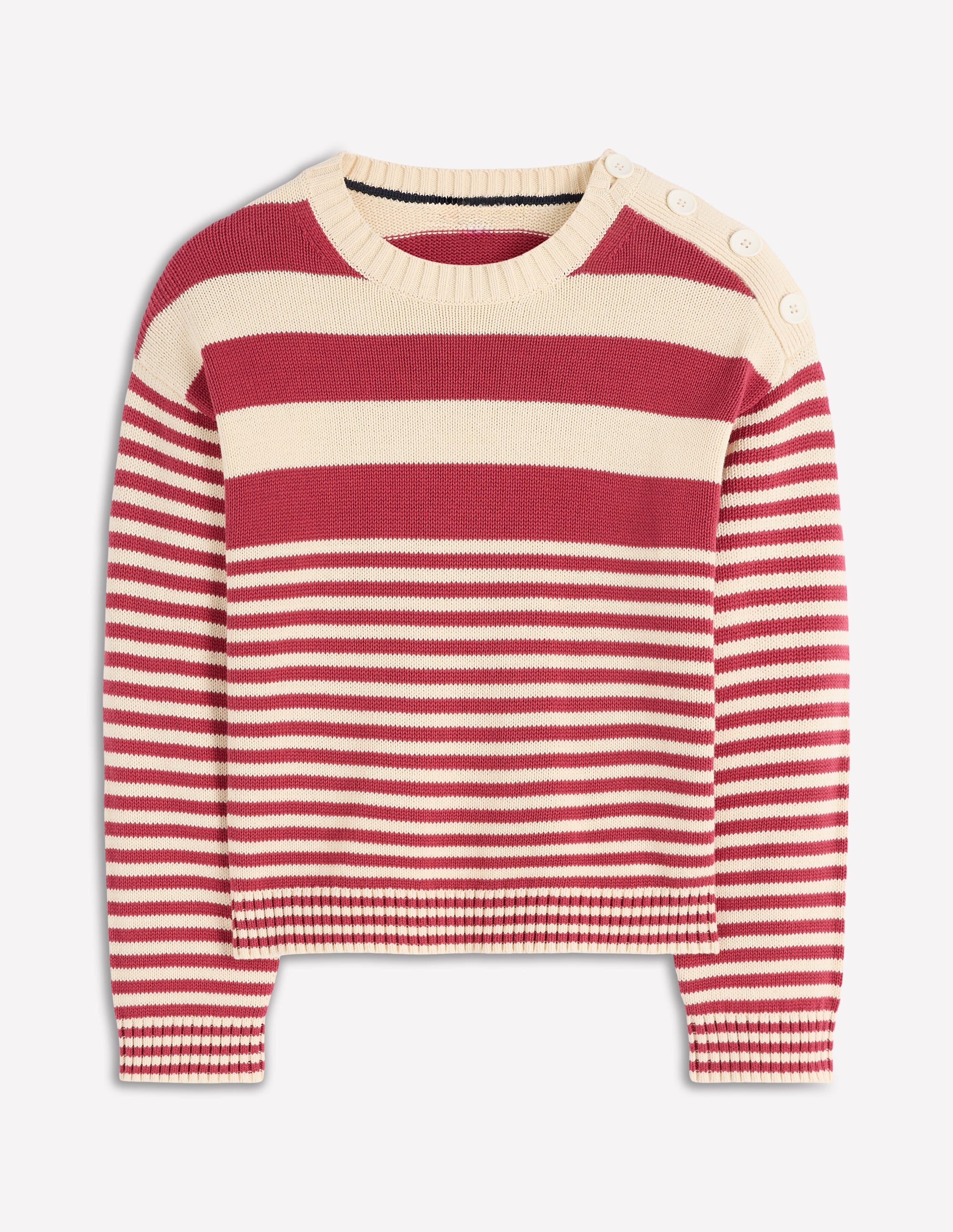 Jemma Breiter Baumwollpullover-Warmes Naturweiß/Terrakotta - Image 6