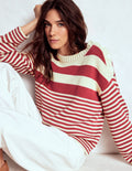 Jemma Breiter Baumwollpullover-Warmes Naturweiß/Terrakotta