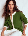Jemma Breite Baumwollstrickjacke-Promenadengrün