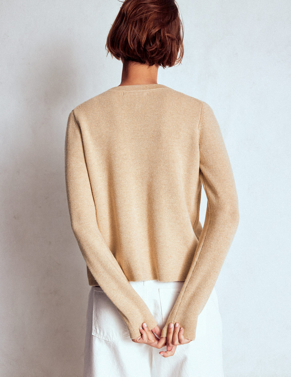 Strickjacke mit Schleife-Graubraun Meliert - Image 3