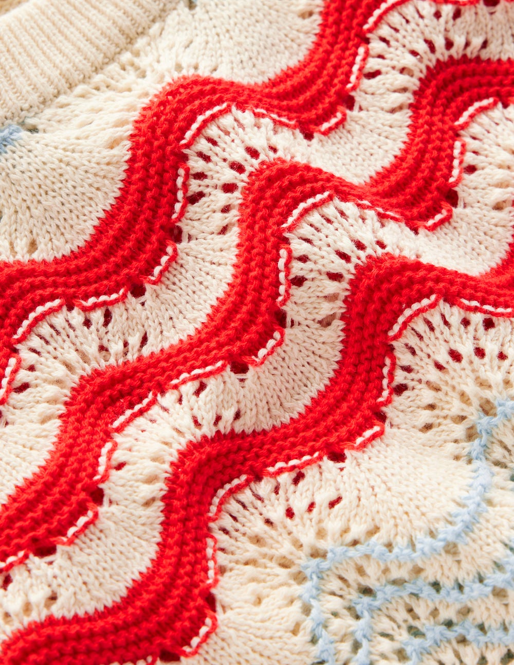Baumwollpullunder mit Wellendesign-Marineblau/Rot Texturierte Welle - Image 7