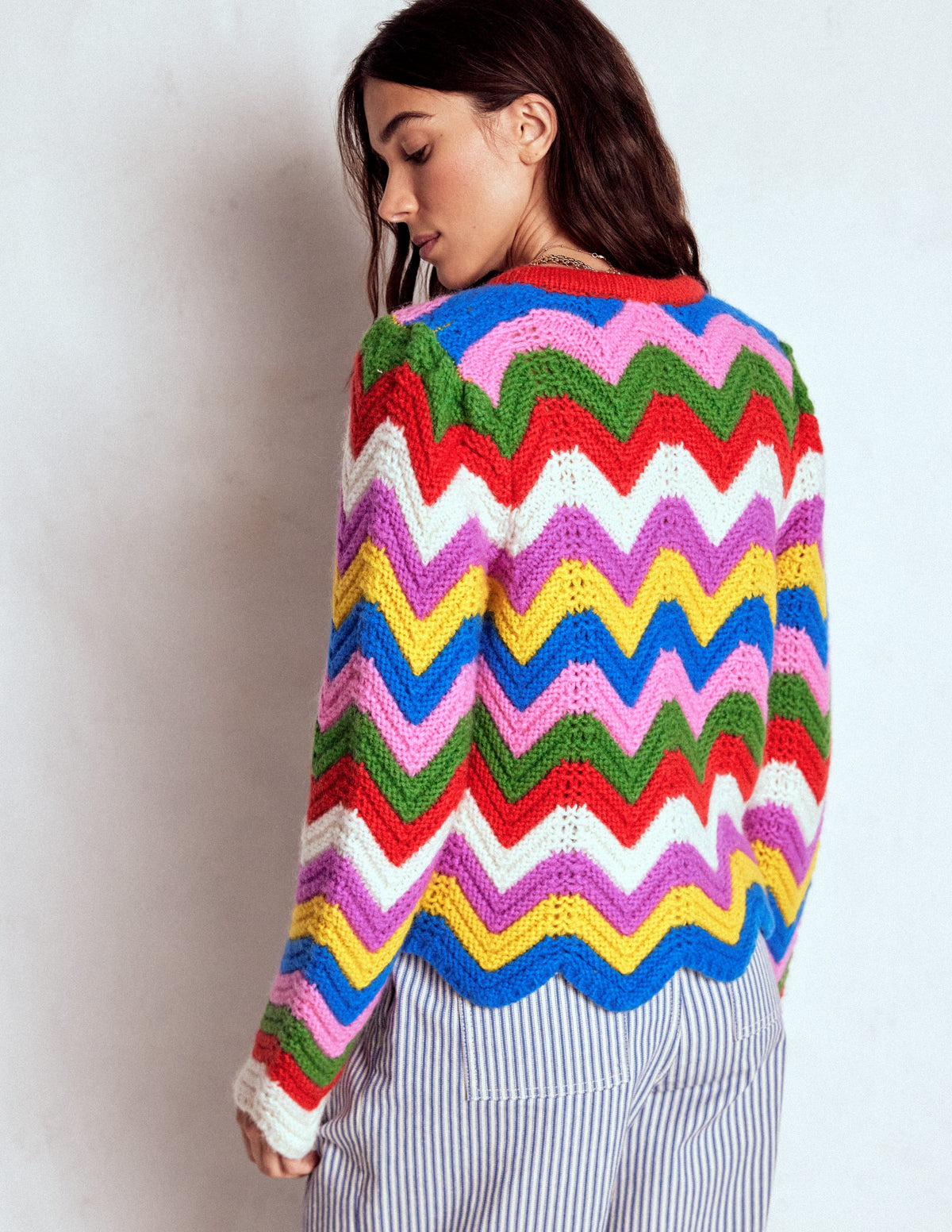 Grobstrickjacke mit Chevronmuster-Bunt, Zickzack - Image 4