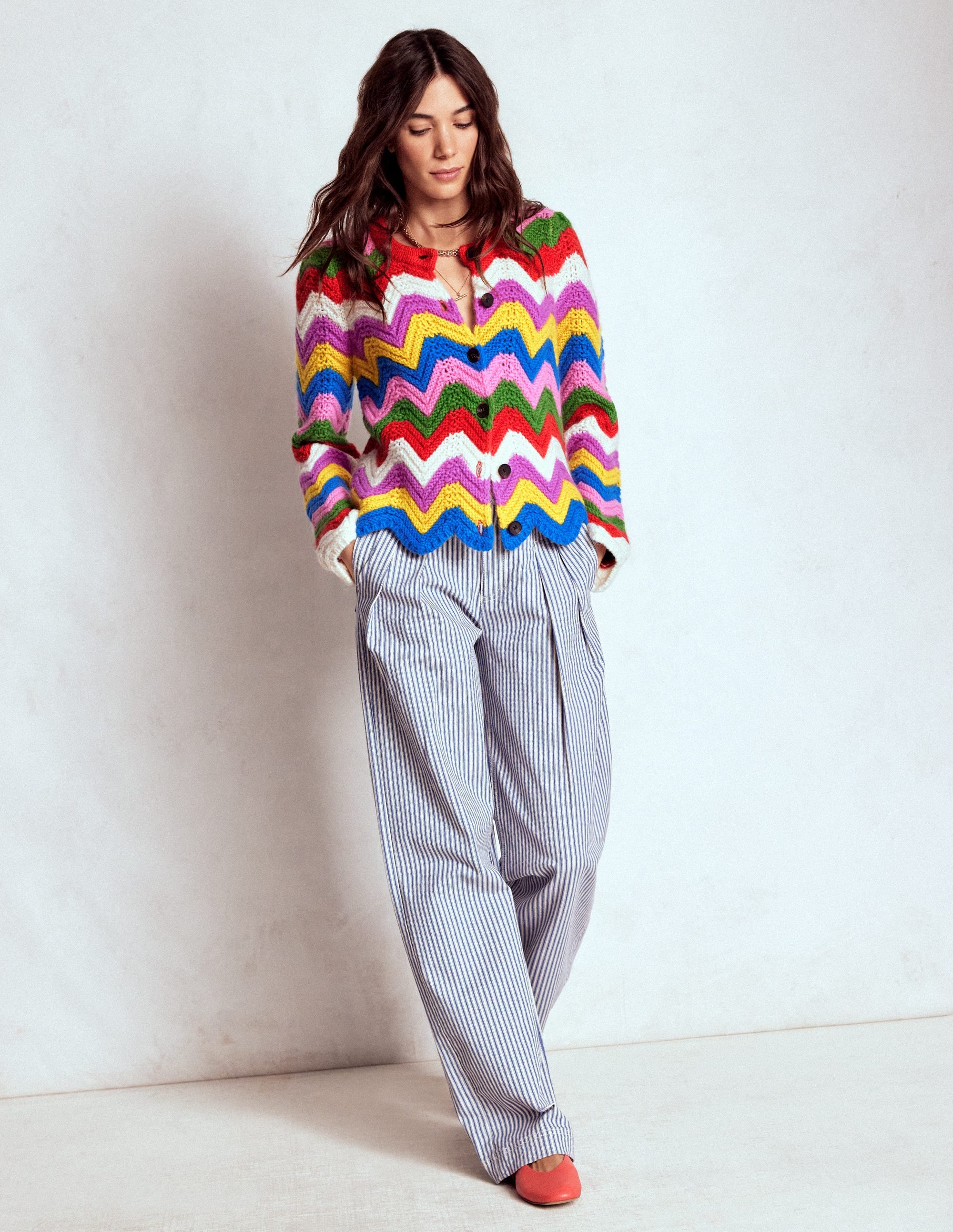 Grobstrickjacke mit Chevronmuster-Bunt, Zickzack - Image 5