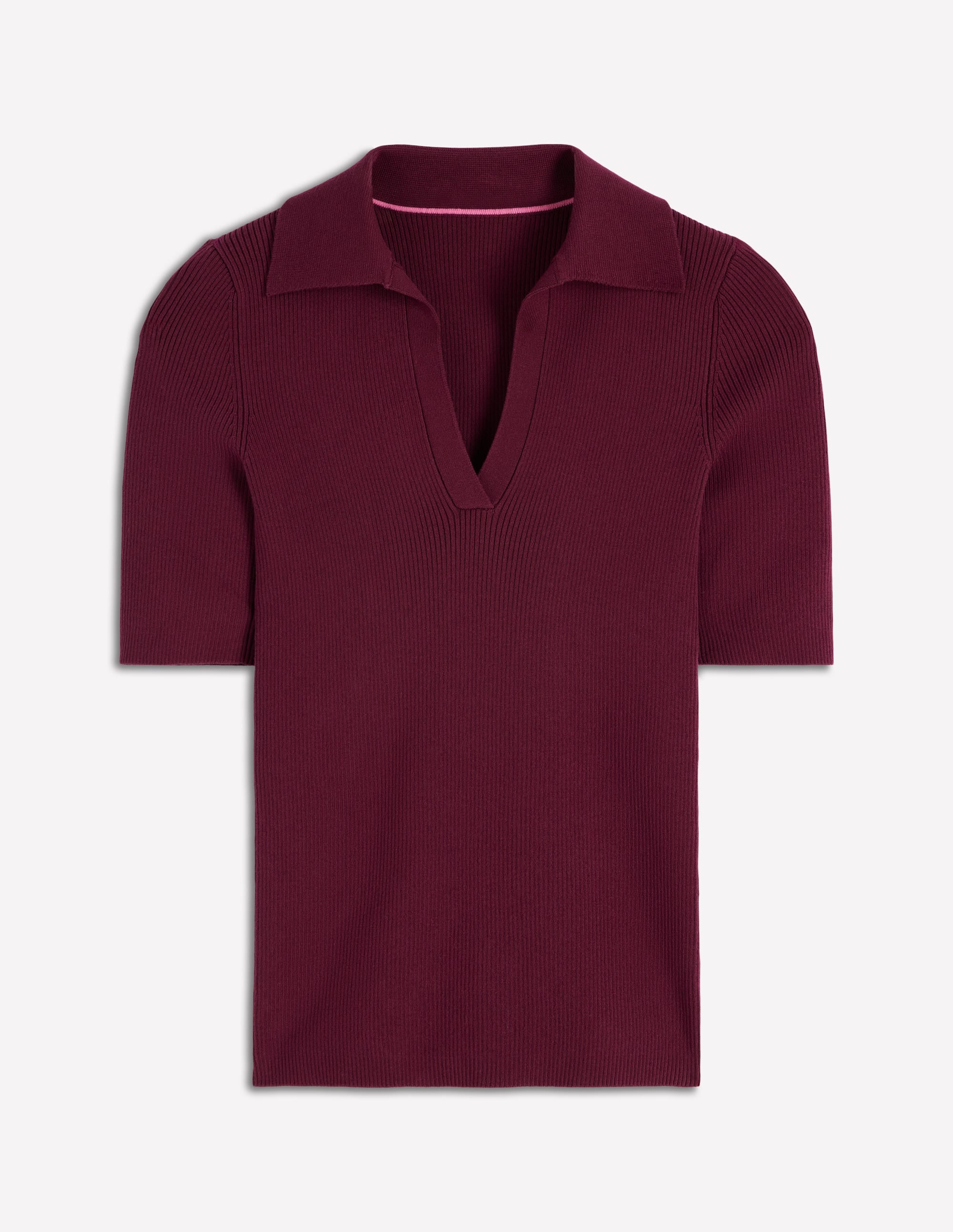 Henley-Shirt aus Rippstrick-Dunkelviolett - Image 5