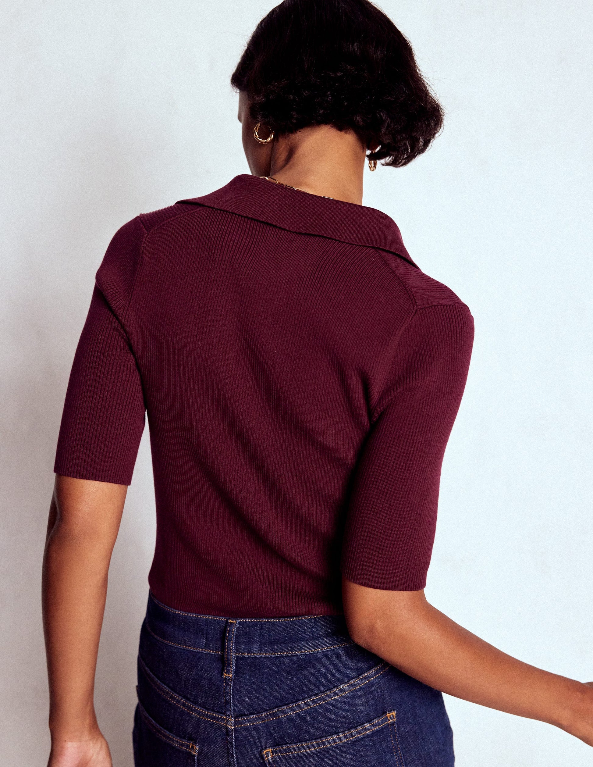 Henley-Shirt aus Rippstrick-Dunkelviolett-3