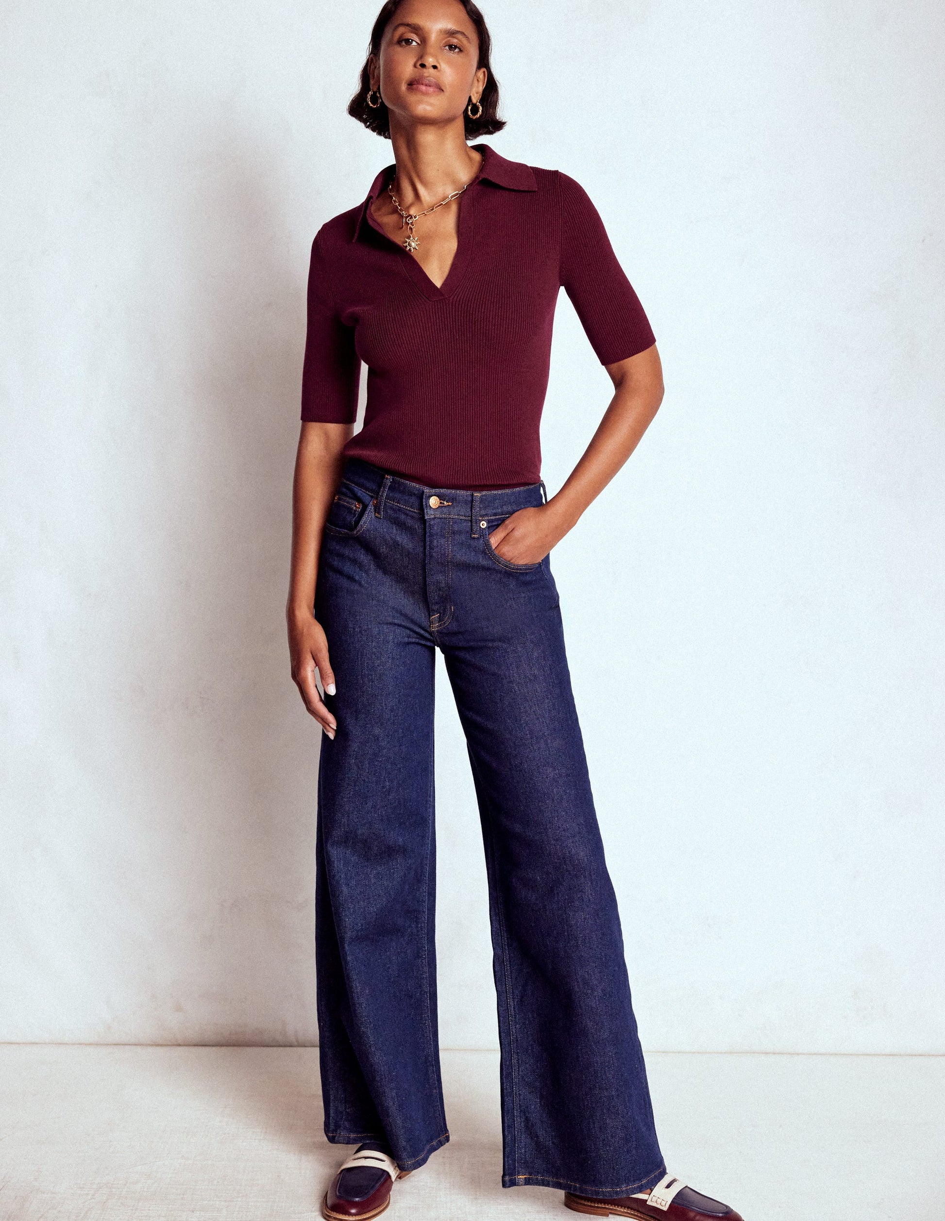 Henley-Shirt aus Rippstrick-Dunkelviolett-4