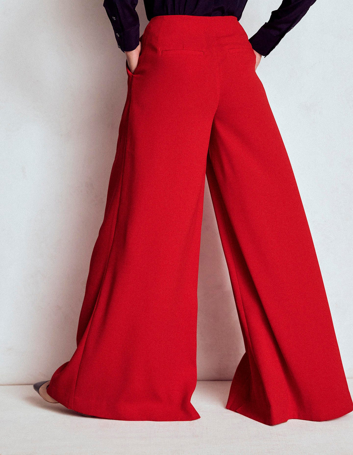 Regent Wide Leg Trousers-Poppy Red - Image 2